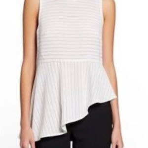 Elle Asymmetrical White Striped Blouse